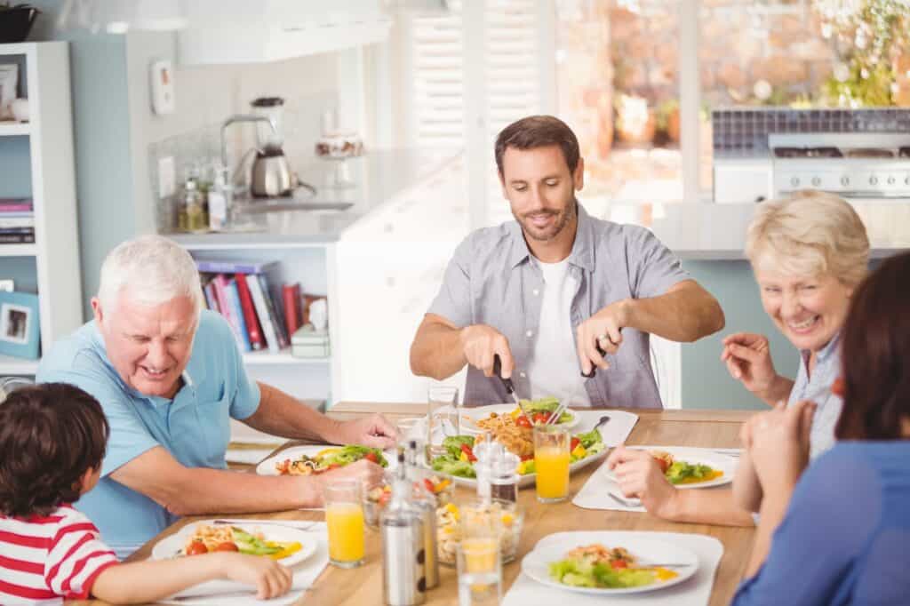 A family having breakfast at home