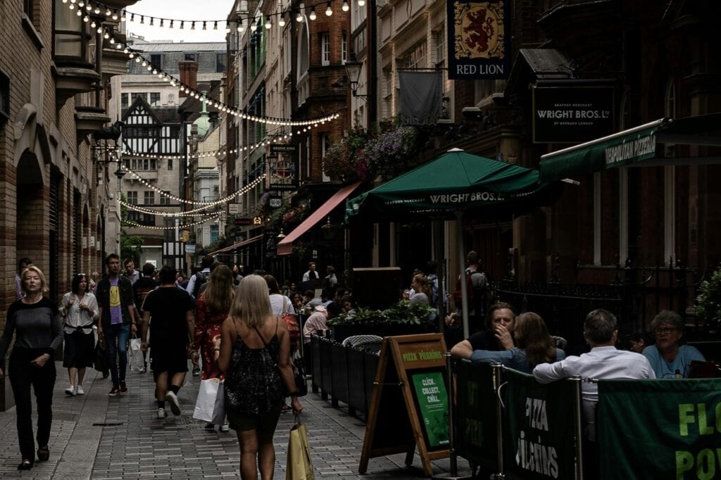 A street full of dining options