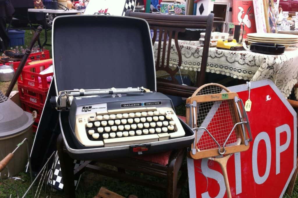 A selection of antique items sold in a market